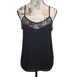 Forever 21 Cami Sheer Fishnet Lace Coquette Y2K Lingeriecore Black Womens Medium